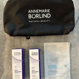 AnneMarie Borlind makeup bag bundle collagen boost fluid lip serum eye pads set